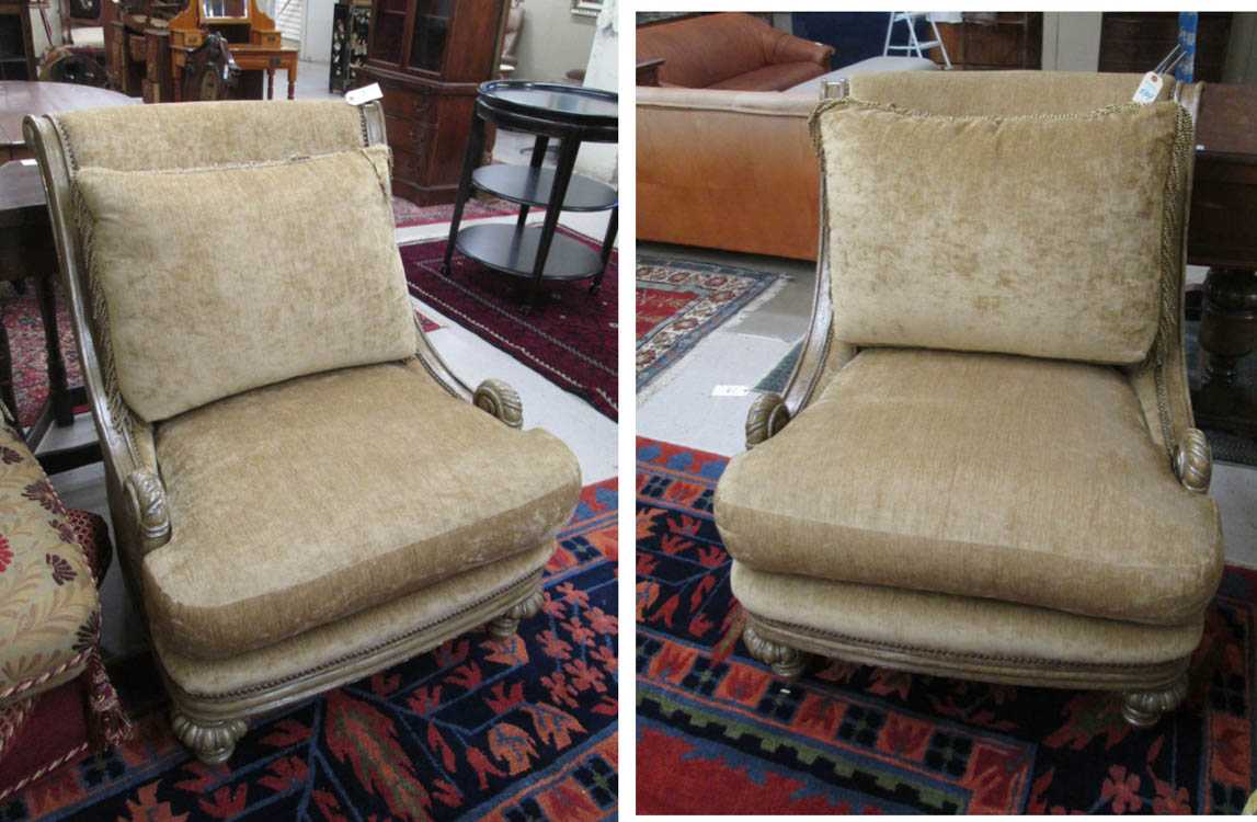 Appraisal: A PAIR OF HUNTINGTON MANOR LOUNGE CHAIRS Marge Carson Furniture