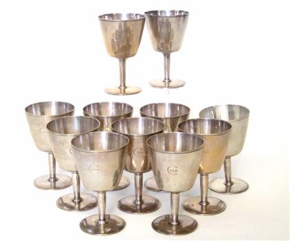 Appraisal: Eleven sterling silver wine goblets tiffany co new york ny