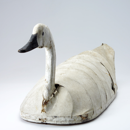 Appraisal: Folk art swan with painted wooden head and canvas-covered wire