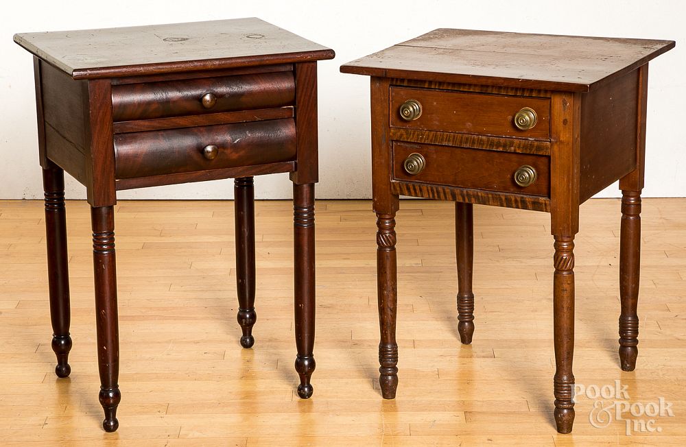 Appraisal: Two Pennsylvania Sheraton two-drawer stands Two Pennsylvania Sheraton two-drawer stands