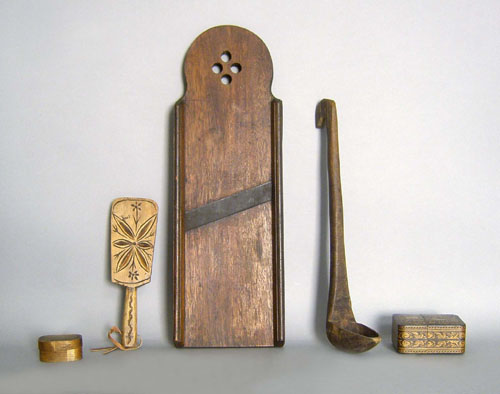 Appraisal: Five pcs of woodenware late th early th c to