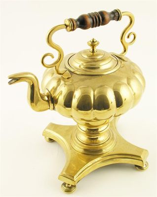 Appraisal: A th century brass kettle on stand with a bayonet