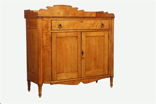 Appraisal: SHERATON SIDEBOARD American - curly maple and pine Shaped gallery