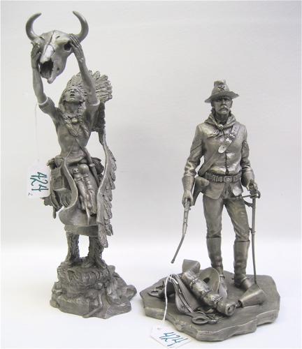 Appraisal: TWO FRANKLIN MINT PEWTER SCULPTURES limited editions Medicine Man by