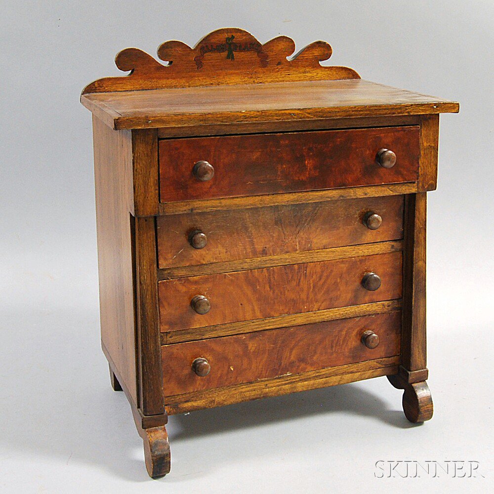 Appraisal: Classical Birch Miniature Chest of Drawers New England th century