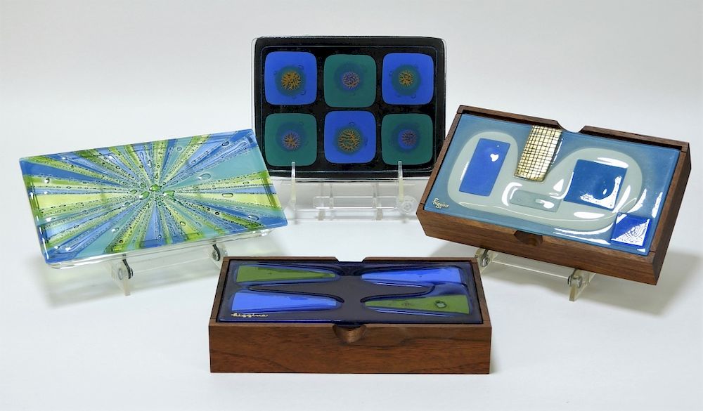 Appraisal: PC Higgins MCM Modern Tobacco Box Art Glass Group United