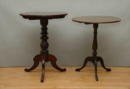 Appraisal: Two Mahogany Tripod Tables