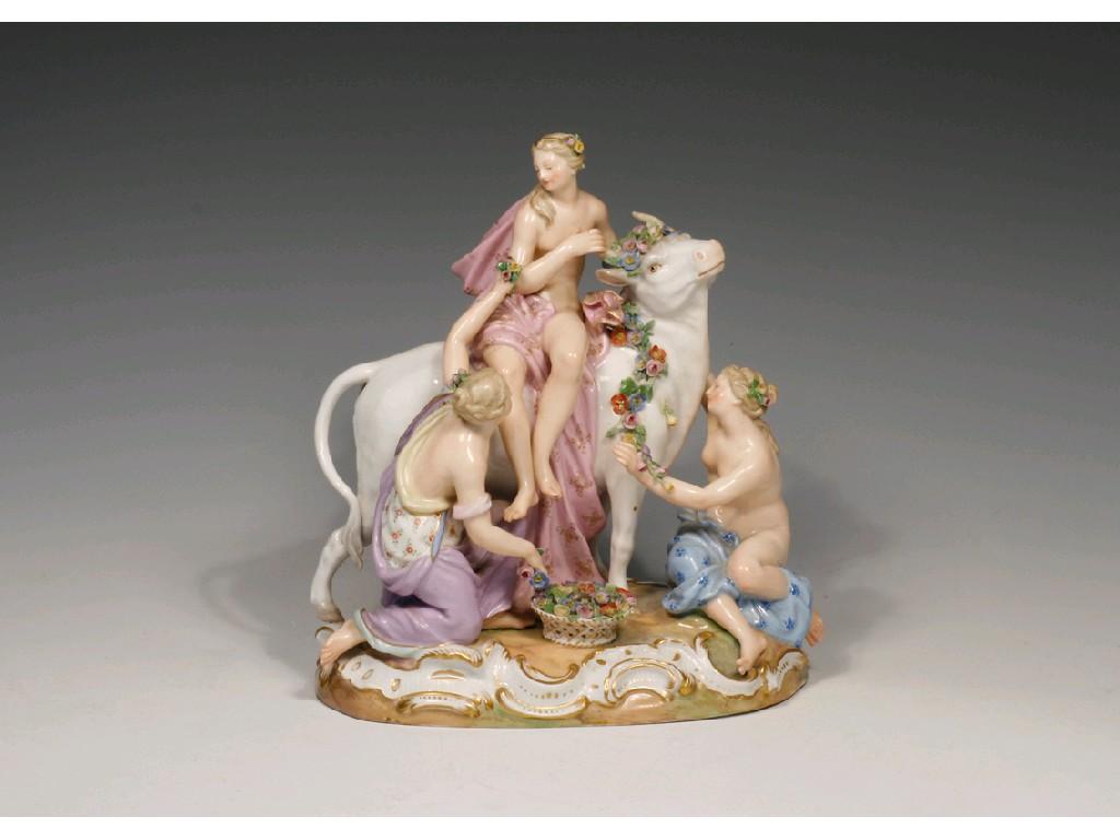 Appraisal: A LATE MEISSEN GROUP OF EUROPA AND THE BULL modelled