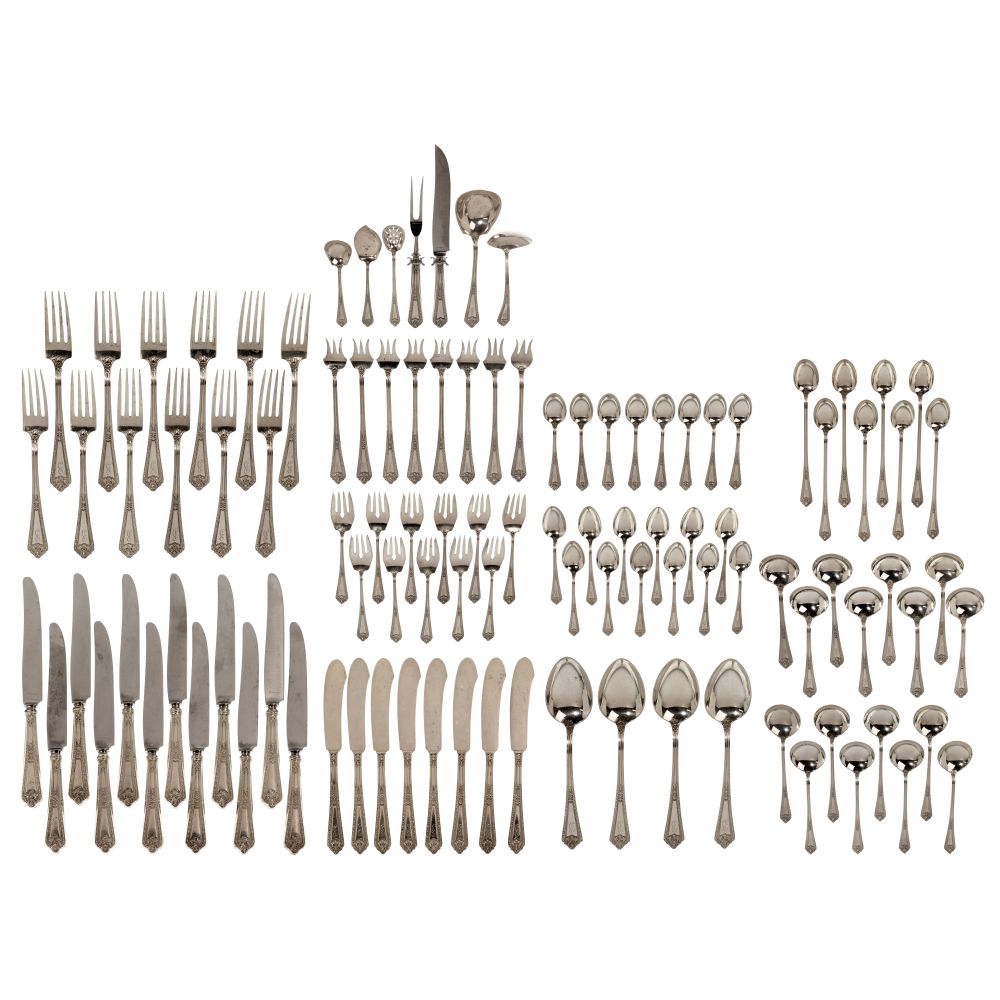 Appraisal: WATSON NAVARRE STERLING SILVER FLATWARE SERVICE pieces including -inch dinner