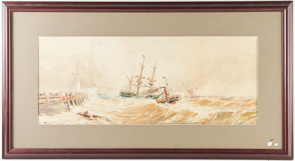 Appraisal: Thomas Bush Hardy Stormy Sailing Scene Watercolor Thomas Bush Hardy