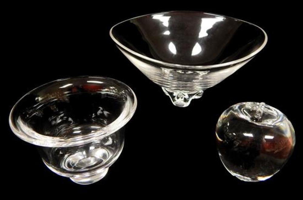 Appraisal: th C Steuben clear glass three pieces round serving bowl