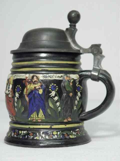 Appraisal: German Kruessen style ceramic ''Apostelkrug'' Apostle Pitcher beer stein Stout