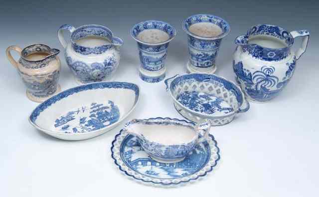 Appraisal: A LARGE COLLECTION OF TH CENTURY STAFFORDSHIRE BLUE AND WHITE