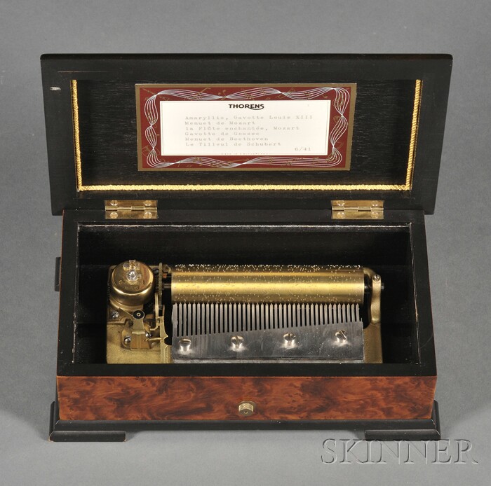 Appraisal: Miniature Musical Box by Thorens Switzerland th Century playing six