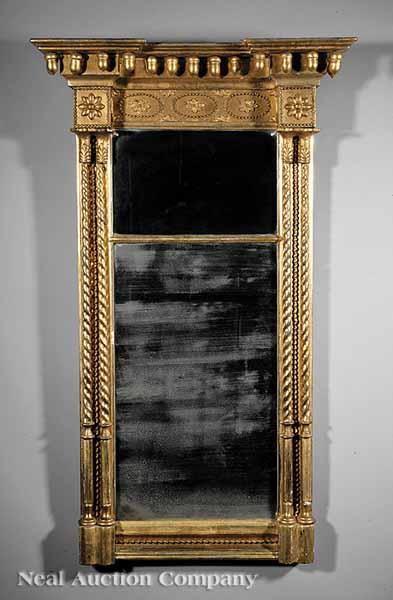 Appraisal: An American Late Federal Giltwood Pier Mirror c blocked cornice