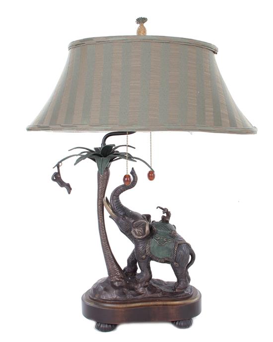 Appraisal: Cold-painted bronze elephant-form lamp overall H Provenance Estate of Jean