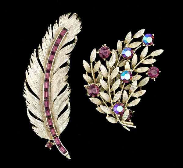 Appraisal: Lisner Leaf Motif Brooch Collection Two Lisner brooches all signed