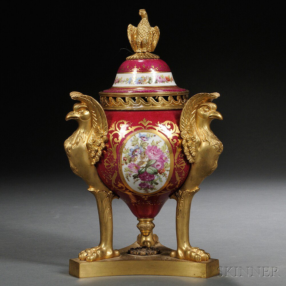 Appraisal: Dore Bronze-mounted Sevres-type Porcelain Potpourri and Cover France th century