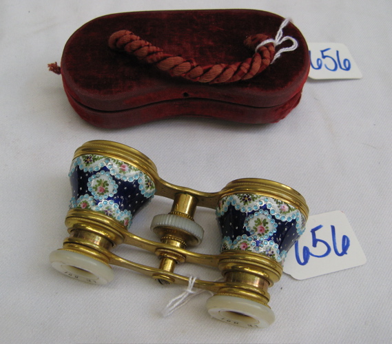 Appraisal: A FRENCH LE ROI PARIS ENAMELED OPERA GLASSES AND CASE