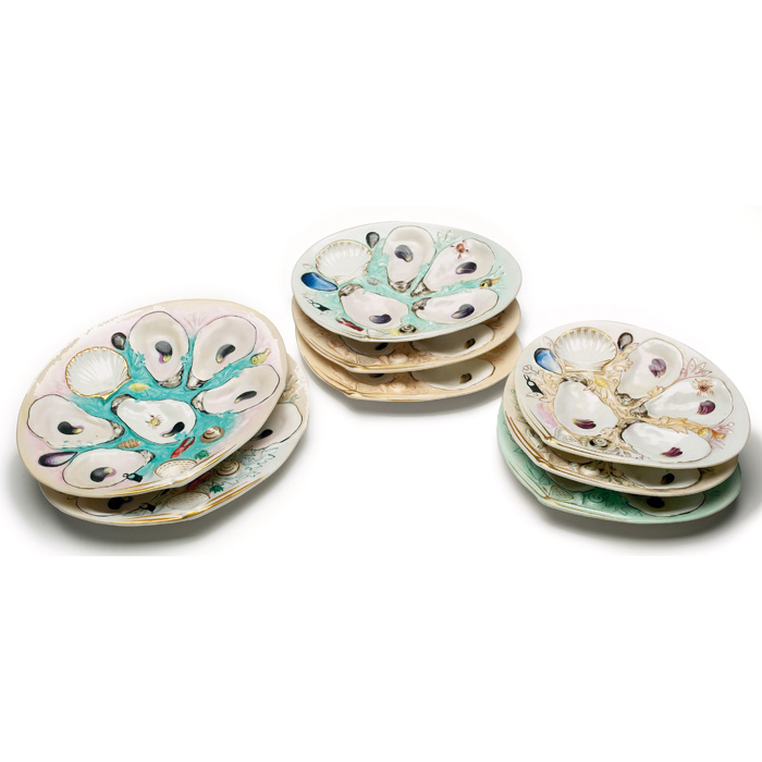 Appraisal: Union Porcelain Works oyster plates two each with seven wells