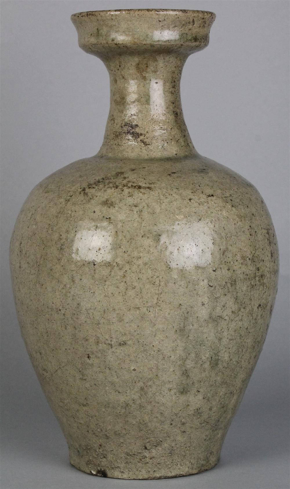 Appraisal: KOREAN CELADON GLAZED VASE of baluster form with cup-shaped lip