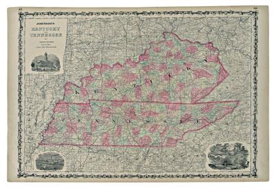 Appraisal: Two Kentucky and Tennessee maps from A J Johnson s