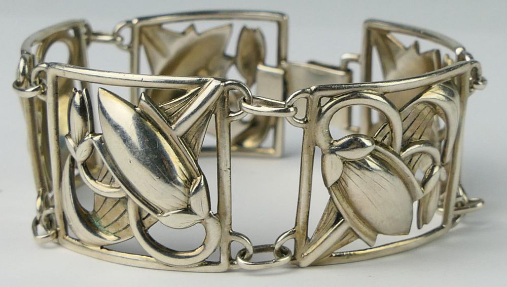 Appraisal: Vtg OTIS GEORG JENSEN STYLE MODERNIST BRACELET Vintage designer signed