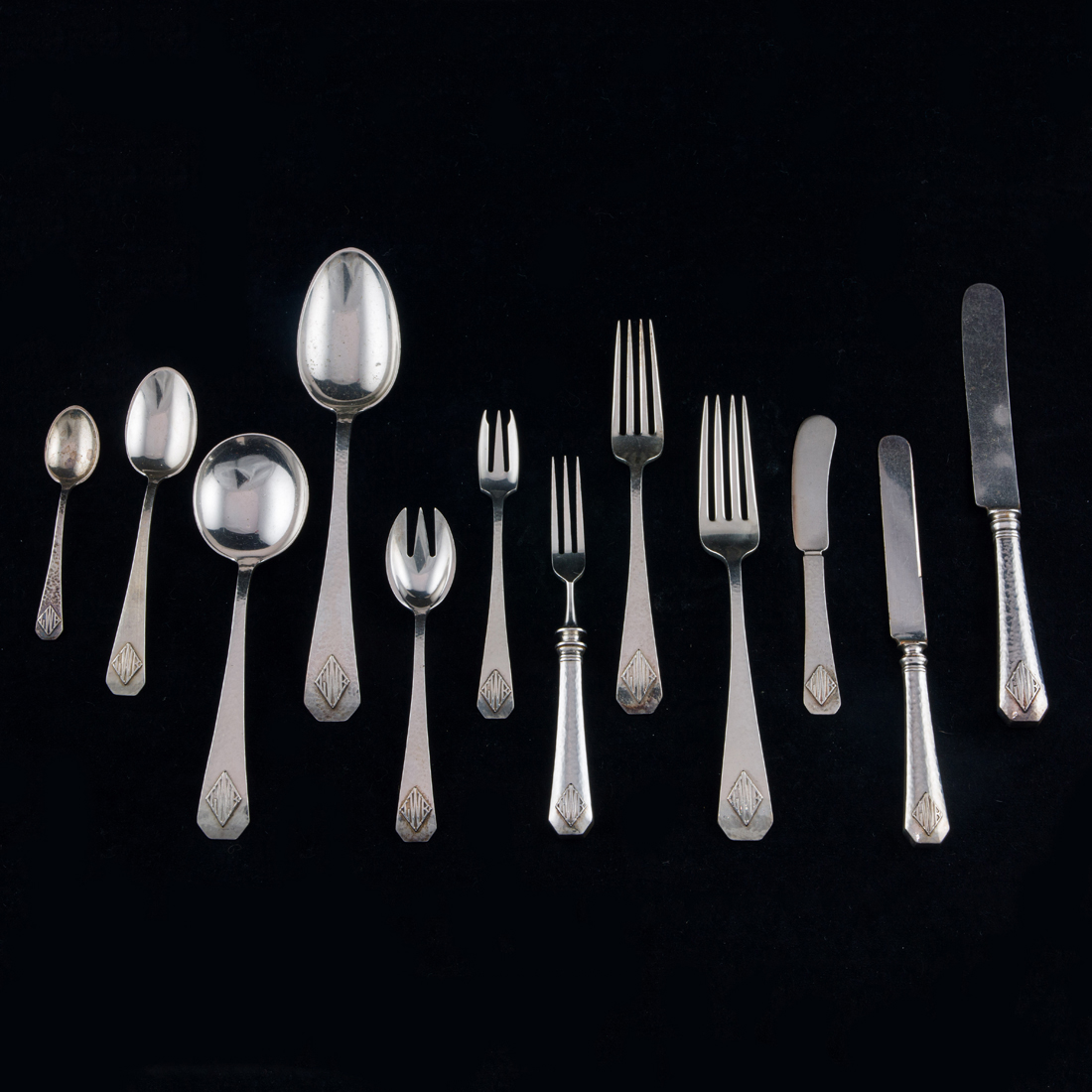 Appraisal: A PC DURGIN HAND WROUGHT STERLING FLATWARE SERVICE A pc