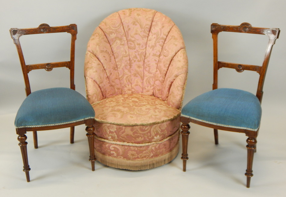 Appraisal: An Art Deco style tub chair upholstered in pink and