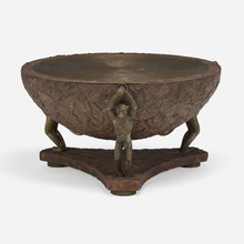 Appraisal: Modern MONKEY COFFEE TABLE palm bark bronze h dia in