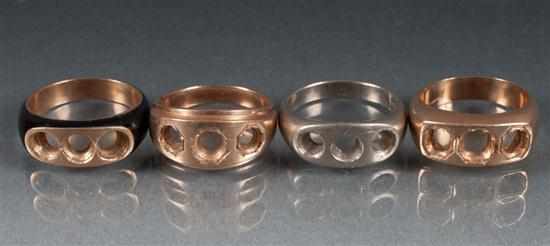 Appraisal: Group of K gold rings settings one with niello enamel