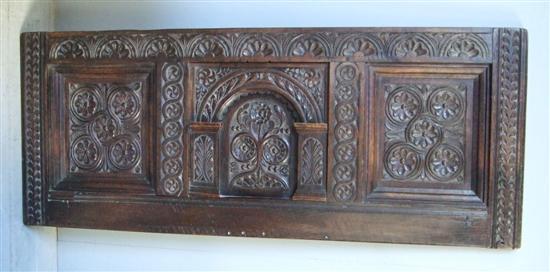 Appraisal: th century carved oak panel h w in