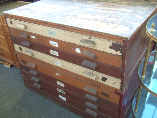 Appraisal: An early th century painted pine two section plan chest