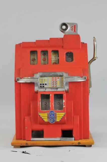 Appraisal: PACE SLOT MACHINE Twin jackpot machine painted in red overall