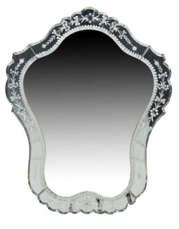 Appraisal: Venetian glass wall mirror mid th c cartouche-form glass frame