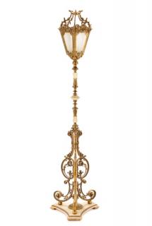 Appraisal: Victorian Style Giltwood Acanthine Floor Lamp American early to mid