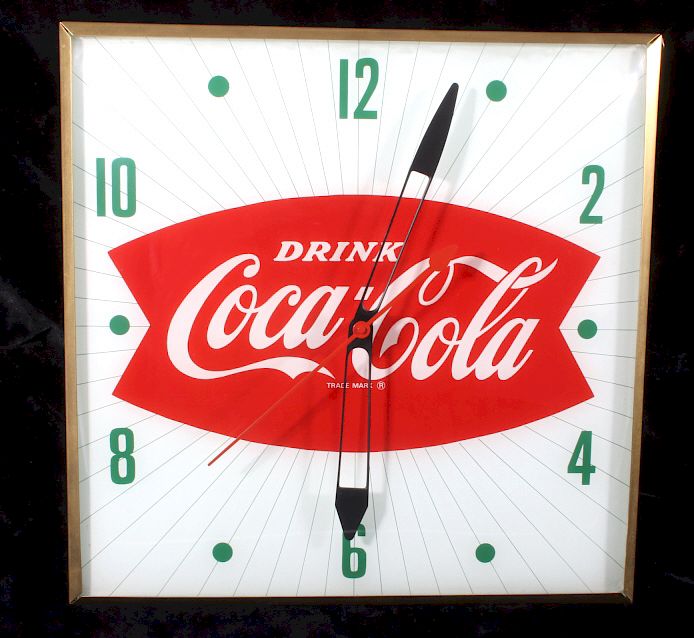 Appraisal: Vintage 's Coca-Cola Advertising Clock For bidding in this lot