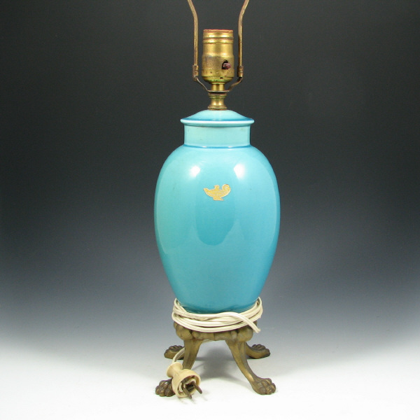 Appraisal: Hall China White Lamp Hall China lamp in turquoise high