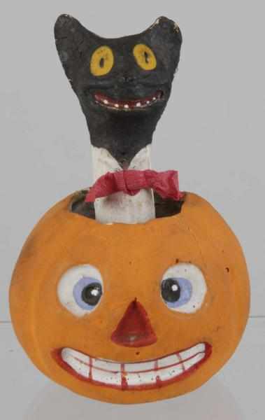 Appraisal: Halloween Jack-O-Lantern Description Marked Germany Depicts cat coming out of