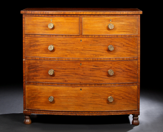 Appraisal: Victorian Mahogany Bowfront Chest mid- th century the bowed top