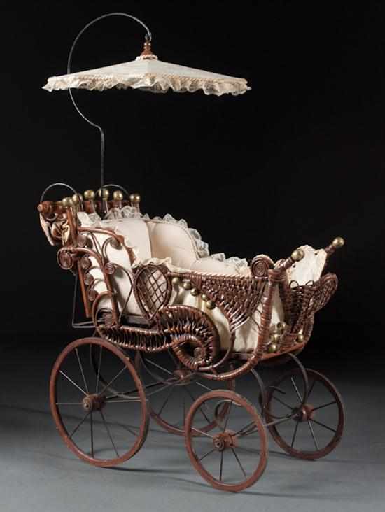 Appraisal: Victorian wicker and metal pram late th century with detachable