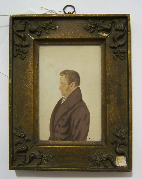 Appraisal: Miniature watercolor portrait of a gentleman th c x