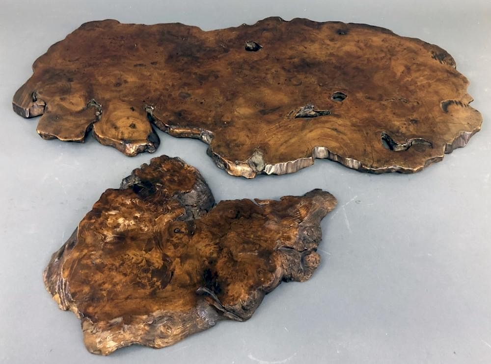 Appraisal: Two Live Edge Flat Burl Walnut Slabs Live edge flat