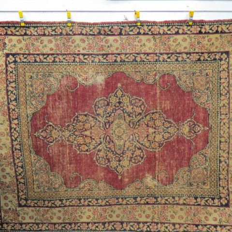 Appraisal: Antique Oriental Rug center floral medallion red field ' x