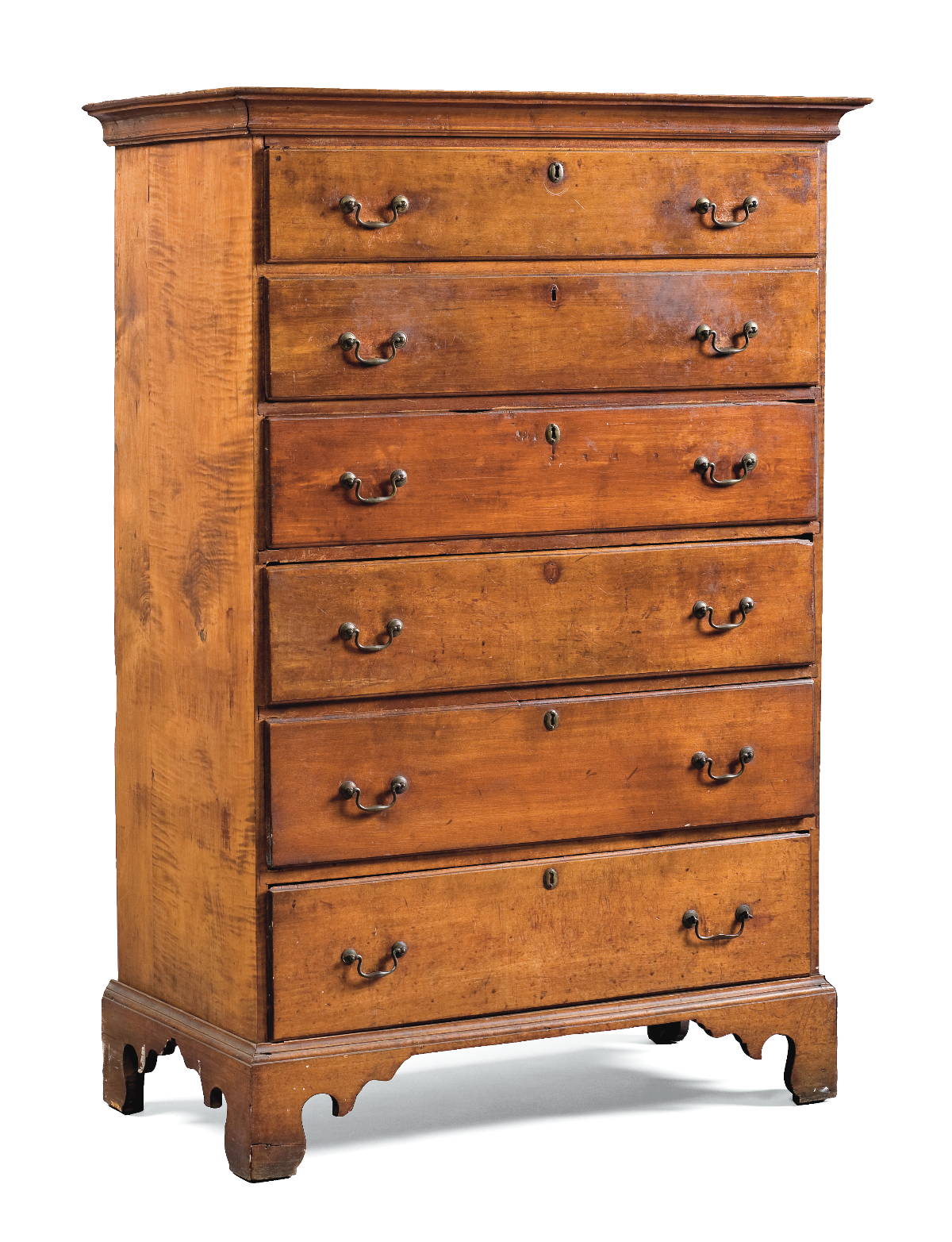 Appraisal: NEW ENGLAND CHIPPENDALE MAPLE TALL CHEST OF DRAWERS The rectangular