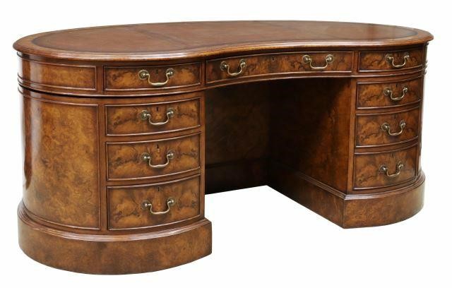 Appraisal: English style burlwood kidney-form executive desk Lloyd Buxton late th