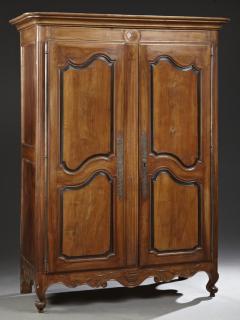 Appraisal: Louis XV Style Carved Walnut Double Door Armoire th c