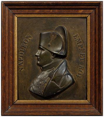 Appraisal: Napoleonic bronze plaque after Bory Napoleon in relief profile facing