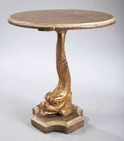 Appraisal: An Italian Giltwood and Painted Dolphin Table early th c