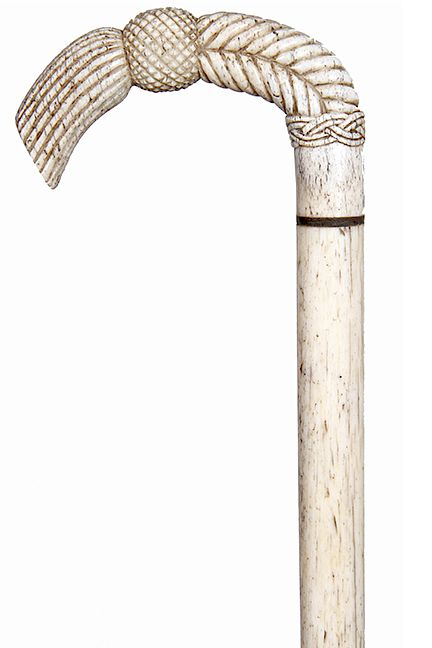 Appraisal: Whale Bone cane ca A well carved and cross-hatched whale